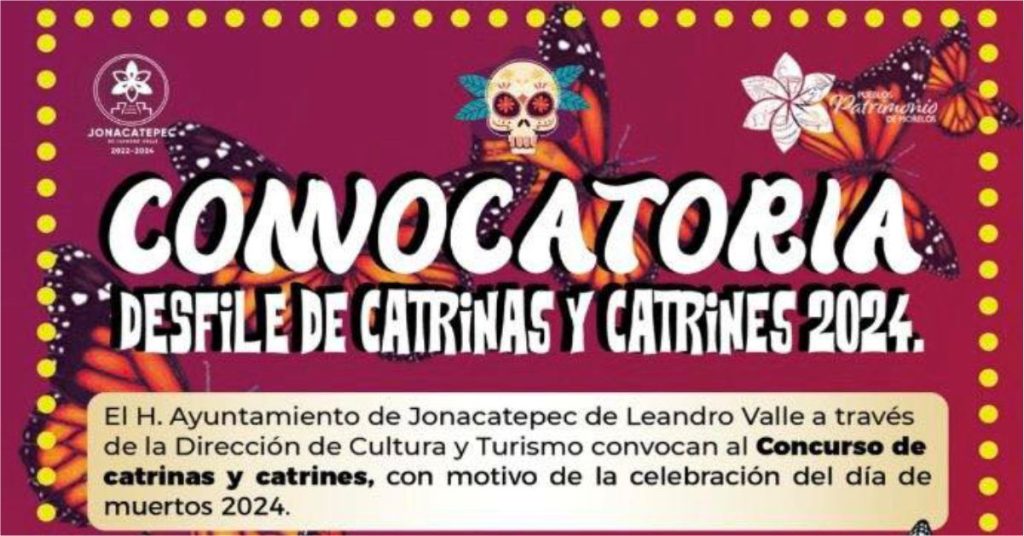 Convocatoria Desfile de Catrinas y Catrines Jonacatepec 2024