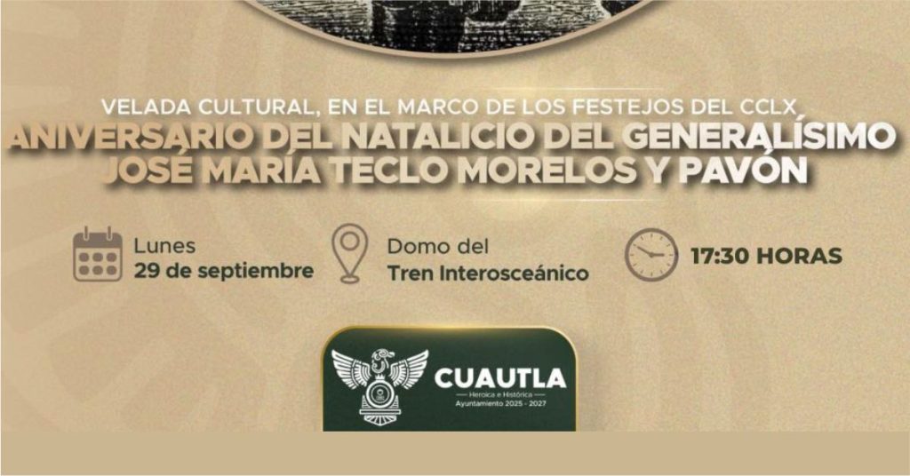 Velada Cultural por el CCLX Natalicio de Morelos